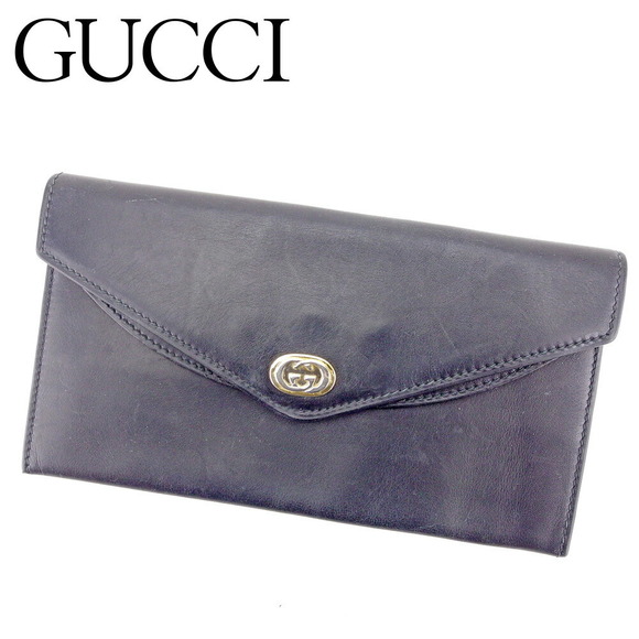 Gucci interlocking motifs flap double black leather Wallet double GG - Picture 1 of 6